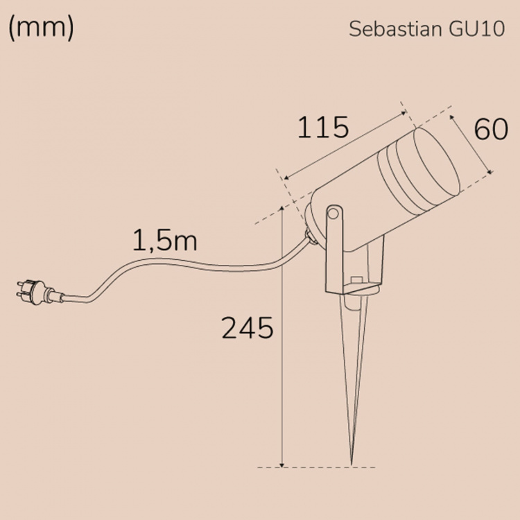Llitt Sebastian Ground spotlight GU10 Max. 35W 230V IP65 Anthracite