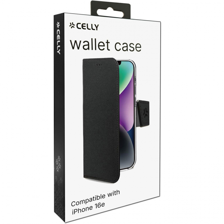Celly Wally Wallet Case iPhone 16e Svart Celly Wally Wallet Case iPhone 16e Svart