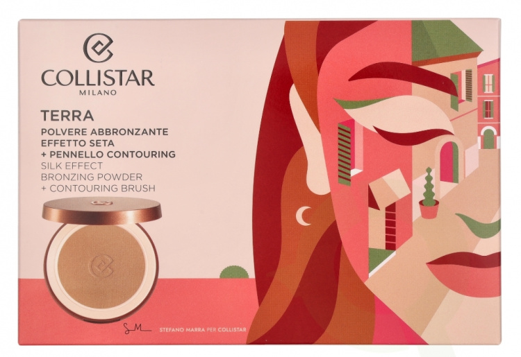 Collistar Bronzing Powder Set 10 g Bronzing Powder 4.4 Hawaii Matte 10g/Contouring Brush