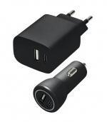 Speedlink Vägg- och billaddare USB-A & USB-C 15W, svart