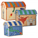 RICE Raffia Leksakskorgar - Draktema - Uppsättning om 3