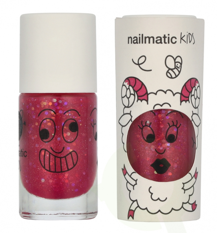 Nailmatic Kids Nail Polish 8 ml Clear Raspberry Glitter