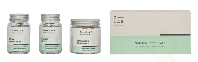 D-Lab Nutricosmetics D-Lab Ventre Plat Set 3 piece Complexe Energie Active 28 caps/Activateur D\'Equilibre 28 caps/Detox Ventre Plat 28 caps