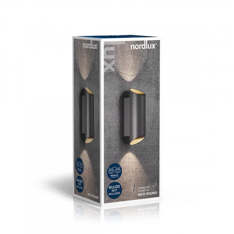 Nordlux Nico Round 22 Vägglampa Svart