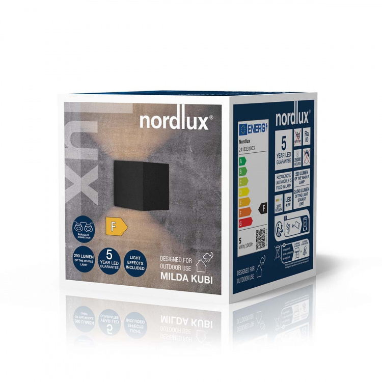 Nordlux Milda kubi Vägglampa Svart