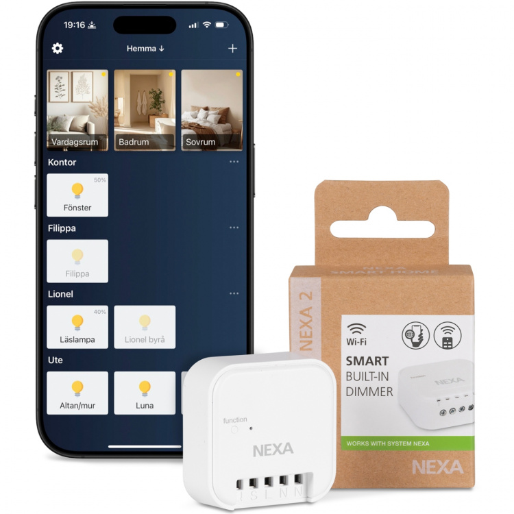 Nexa WBD-01 Smart Inbyggnadsmottagare Dimmer 250W System Nexa 2 WiFi/433 Nexa WBD-01 Smart Inbyggnadsmottagare Dimmer 250W System Nexa 2 WiFi/433