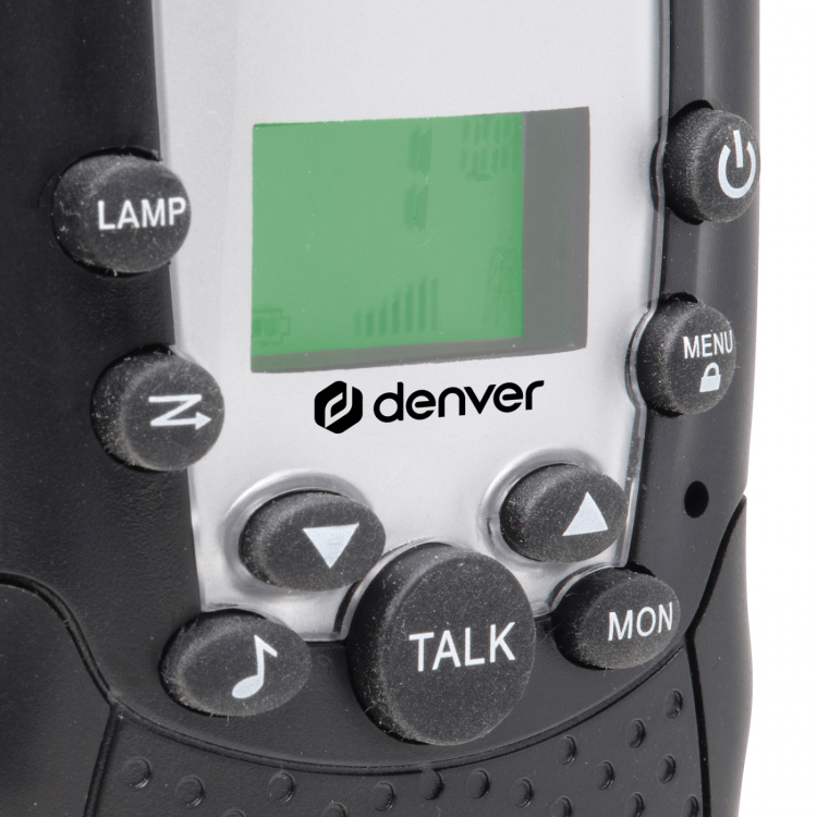 Denver Walkie Talkie Två handenheter Åtta kanaler WTA-449 Svart Denver Walkie Talkie Två handenheter Åtta kanaler WTA-449 Svart