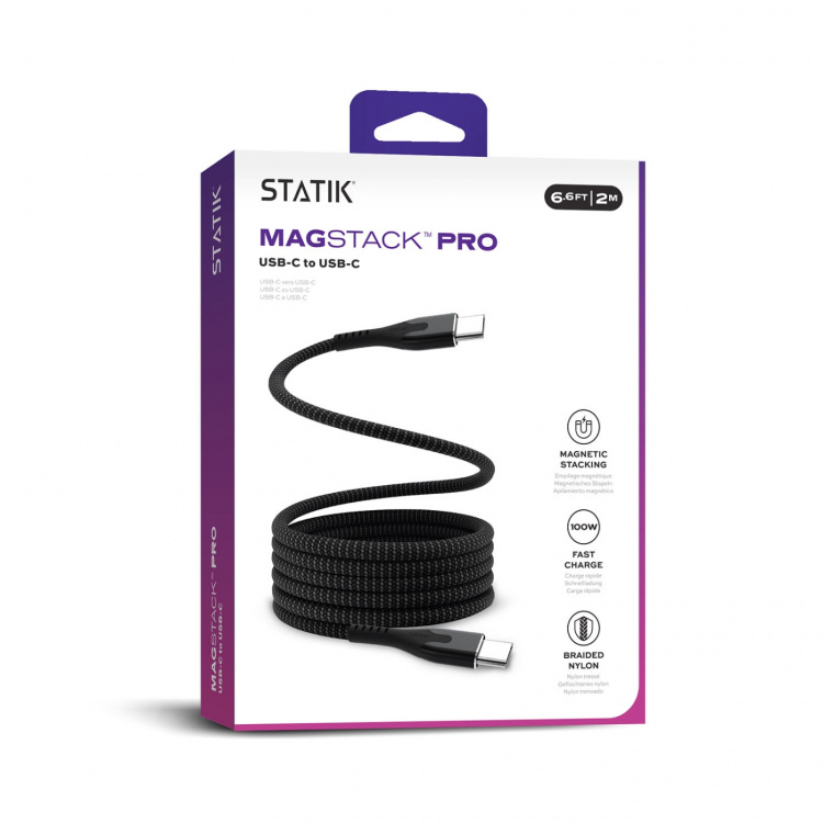 STATIK Magnetisk Kabel Magstack Pro USB-C Till USB-C Svart 2m