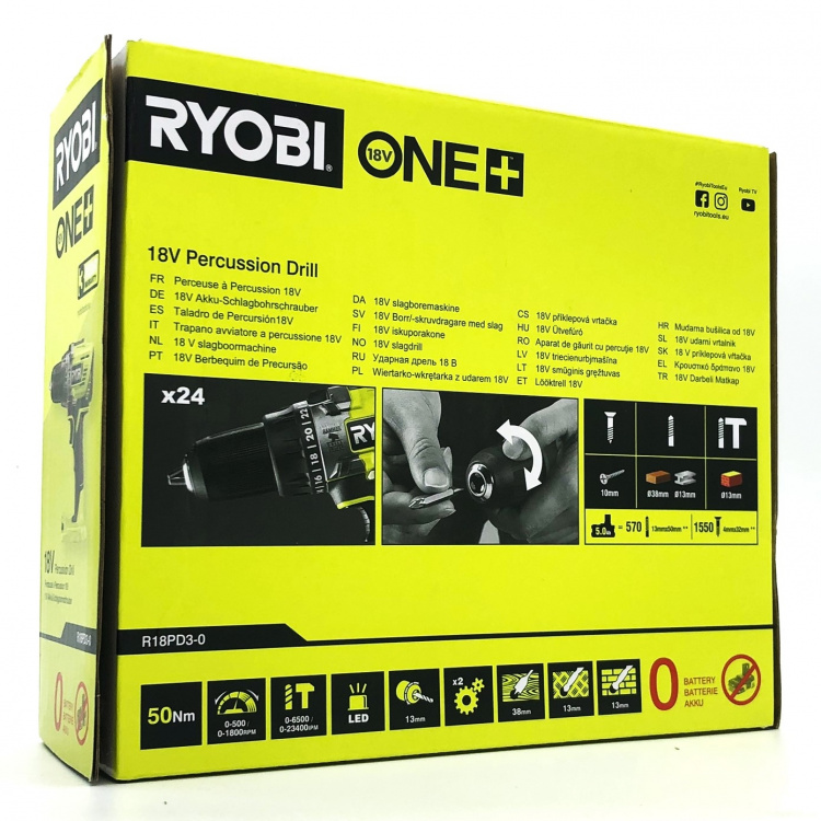 Ryobi One+ R18PD3-0 Borrhammare/skruvdragare Inget batteri 18V