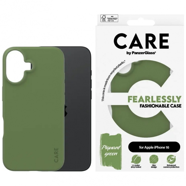 PanzerGlass CARE Fashionable Case for iPhone 16 Grön PanzerGlass CARE Fashionable Case for iPhone 16 Grön