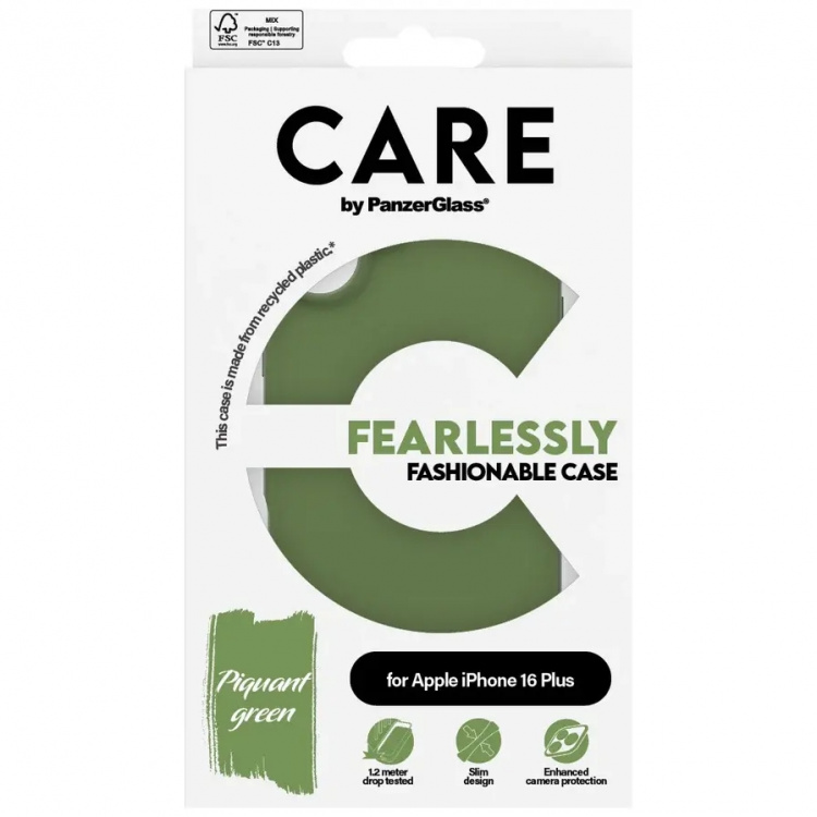 PanzerGlass CARE Fashionable Case for iPhone 16 Plus Grön PanzerGlass CARE Fashionable Case for iPhone 16 Plus Grön