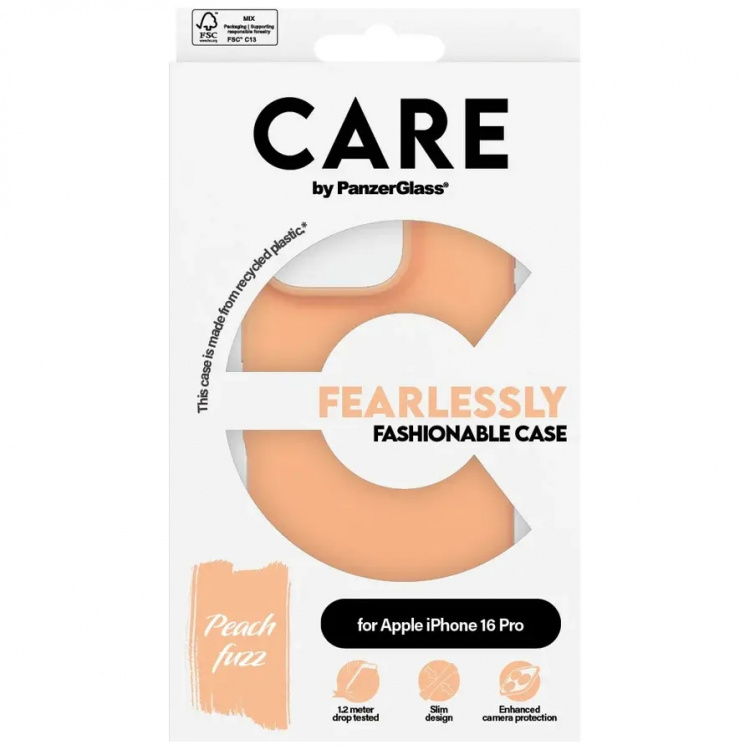 PanzerGlass CARE Fashionable Case Peachy for iPhone 16 Pro Peach PanzerGlass CARE Fashionable Case Peachy for iPhone 16 Pro Peach