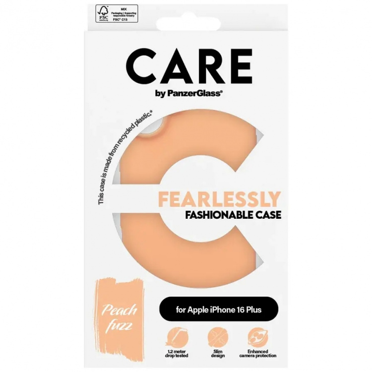 PanzerGlass CARE Fashionable Case Peachy for iPhone 16 Plus Peach PanzerGlass CARE Fashionable Case Peachy for iPhone 16 Plus Peach