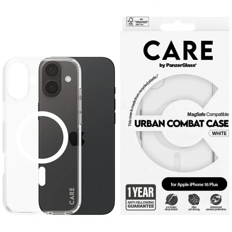 PanzerGlass CARE Urban Combat Case Magsafe White for Apple iPhone 16 Plus