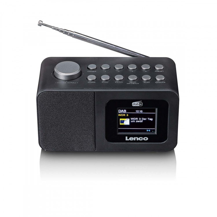 Lenco DAB+/FM-radioväckarklocka med färgdisplay, sleeptimer och dubbel alarmfunktion Svart