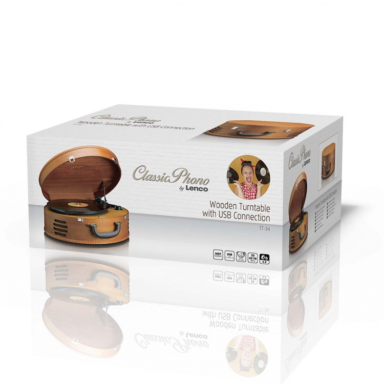 Lenco Retro skivspelare med 2 inbyggda högtalare Brun