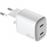 Celly USB-laddare GaN 2 x USB-C PD 45W Celly USB-laddare GaN 2 x USB-C PD 45W
