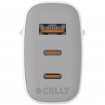 Celly USB-laddare GaN 1 x USB-A + 2 x USB-C PD 65W