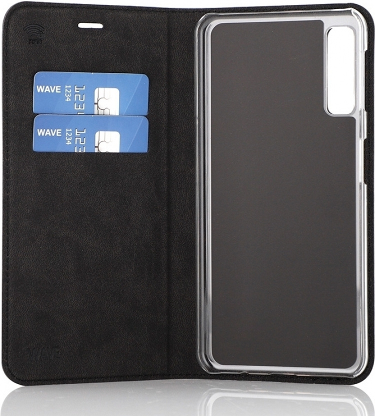 Wave BookCase skyddsfodral, Samsung Galaxy A7 (2018), svart