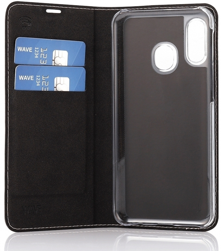 Wave BookCase skyddsfodral, Samsung Galaxy A40, roséguld