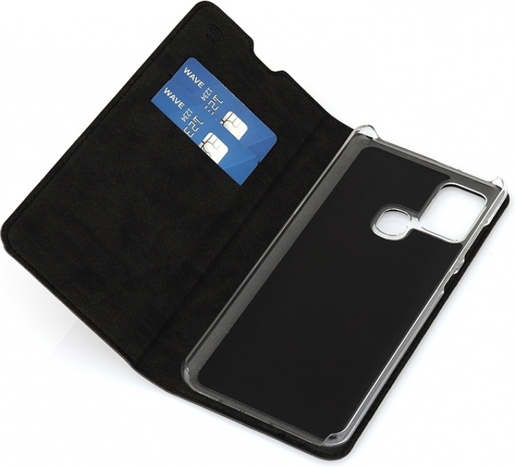 Wave BookCase skyddsfodral, Samsung Galaxy A21s, svart