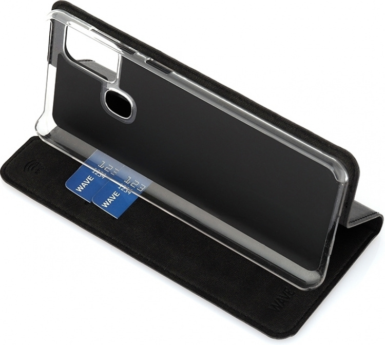 Wave BookCase skyddsfodral, Samsung Galaxy A21s, svart