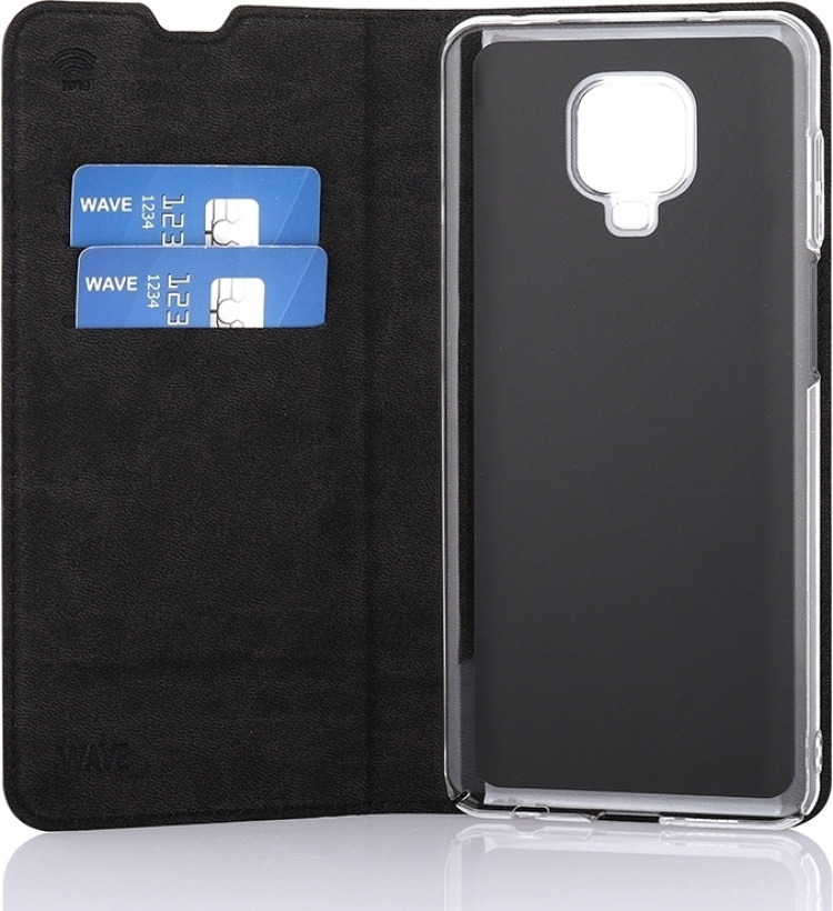 Wave BookCase skyddsfodral, Xiaomi Redmi Note 9 Pro, svart