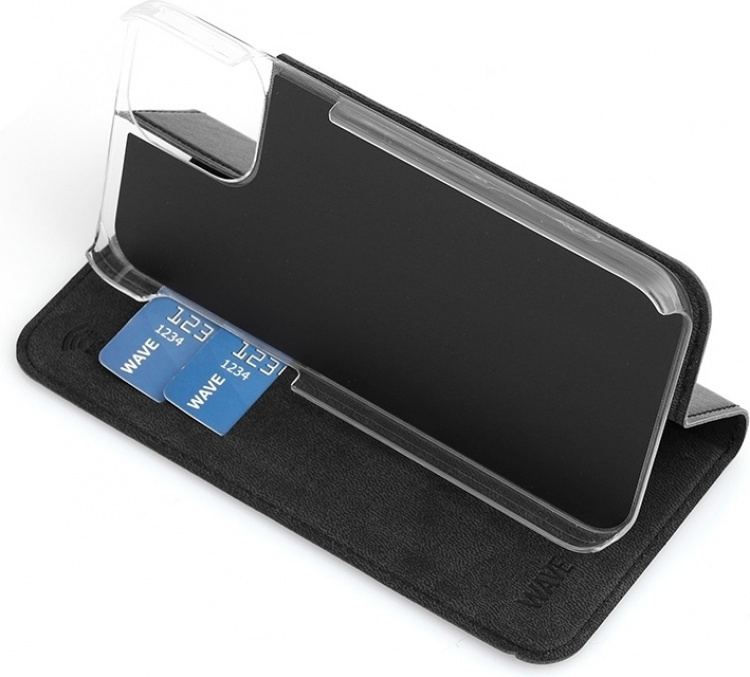 Wave BookCase Fodral, iPhone 12 Pro / iPhone 12, svart Wave BookCase Fodral, iPhone 12 Pro / iPhone 12, svart