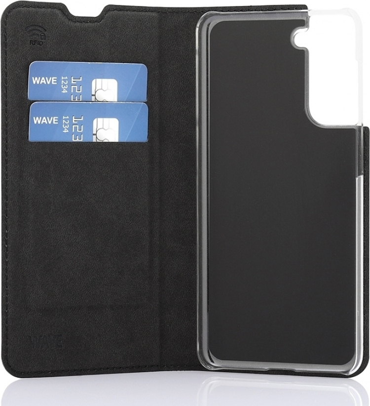 Wave BookCase skyddsfodral, Samsung Galaxy S21, svart Wave BookCase skyddsfodral, Samsung Galaxy S21, svart