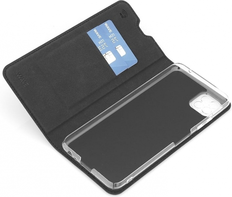 Wave BookCase skyddsfodral, Samsung Galaxy A22 5G, svart Wave BookCase skyddsfodral, Samsung Galaxy A22 5G, svart