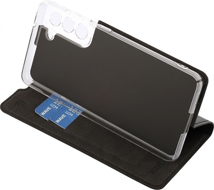 Wave BookCase skyddsfodral, Samsung Galaxy S21 FE 5G, svart Wave BookCase skyddsfodral, Samsung Galaxy S21 FE 5G, svart