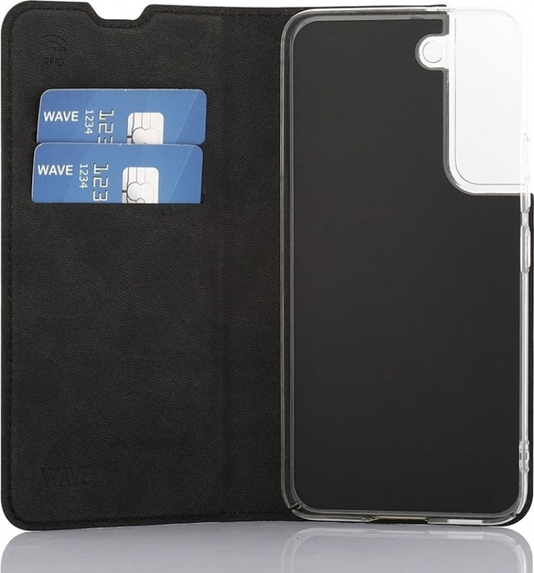Wave BookCase skyddsfodral, Samsung Galaxy S22 5G, svart Wave BookCase skyddsfodral, Samsung Galaxy S22 5G, svart