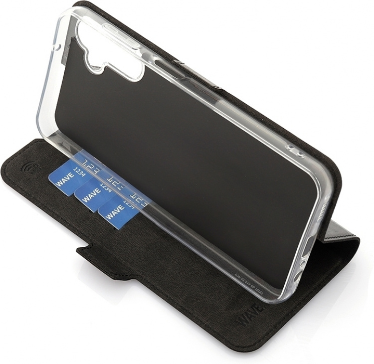 Wave BookCase skyddsfodral, Samsung Galaxy A14 4G, svart