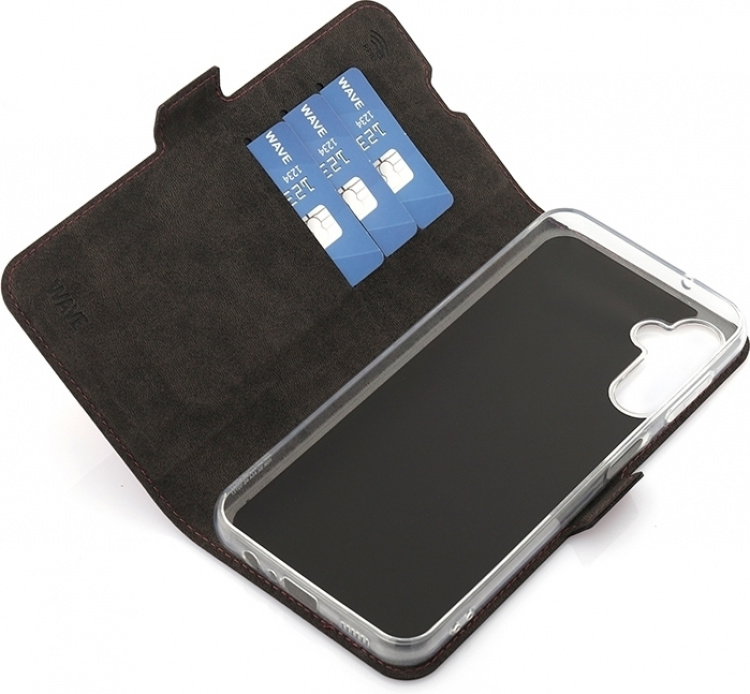Wave BookCase skyddsfodral, Samsung Galaxy A14, Smoky Sangria