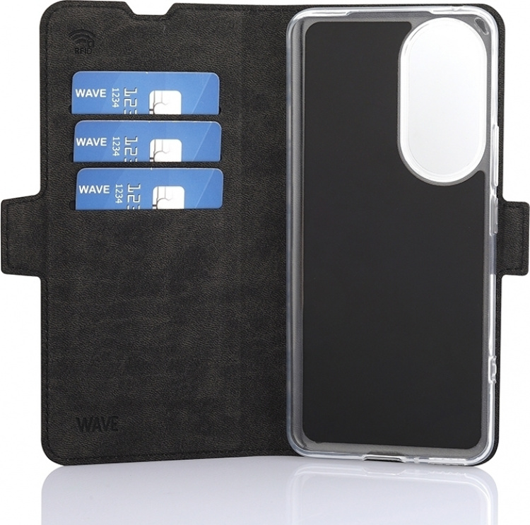 Wave BookCase skyddsfodral, Honor 90, svart Wave BookCase skyddsfodral, Honor 90, svart