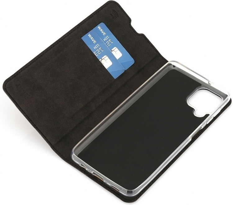 Wave BookCase skyddsfodral, Samsung Galaxy A12, svart