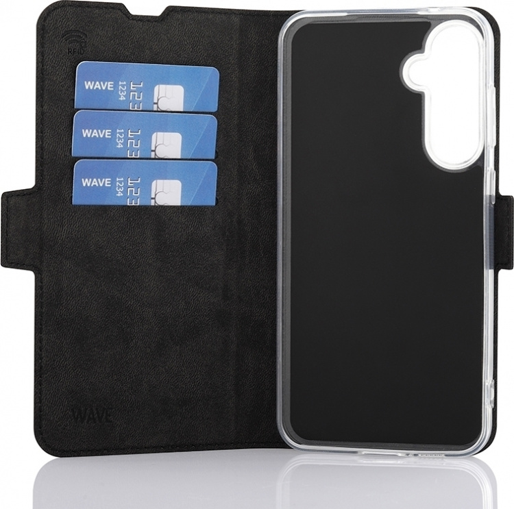 Wave BookCase skyddsfodral, Samsung Galaxy S23 FE 5G, svart Wave BookCase skyddsfodral, Samsung Galaxy S23 FE 5G, svart
