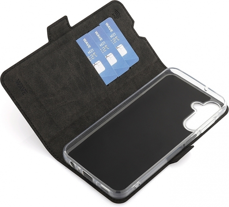 Wave BookCase skyddsfodral, Samsung Galaxy A15, svart