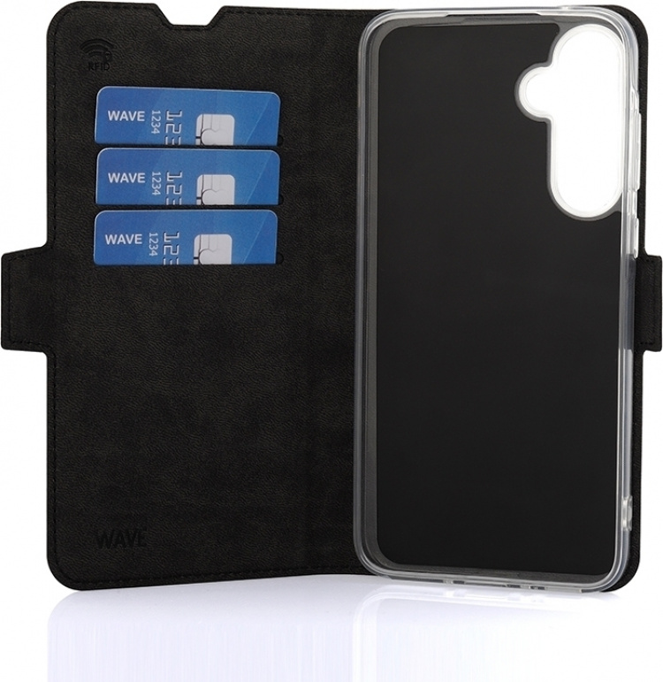 Wave BookCase skyddsfodral, Samsung Galaxy A35 5G, svart Wave BookCase skyddsfodral, Samsung Galaxy A35 5G, svart