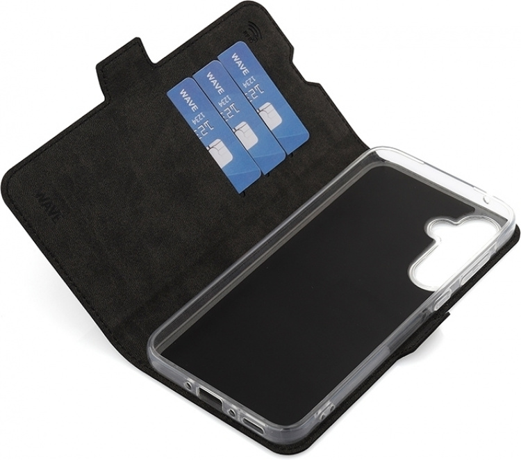 Wave BookCase skyddsfodral, Samsung Galaxy A35 5G, svart Wave BookCase skyddsfodral, Samsung Galaxy A35 5G, svart