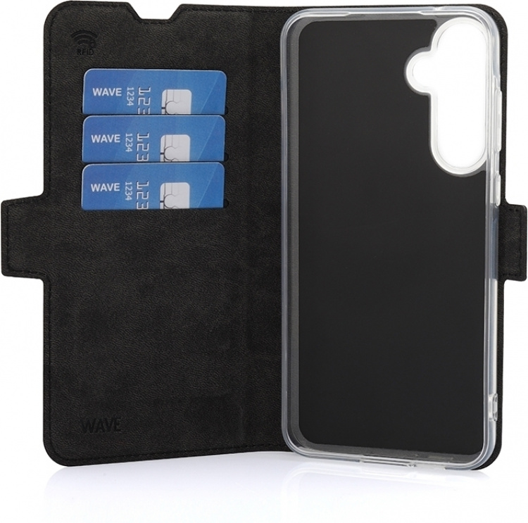 Wave BookCase skyddsfodral, Samsung Galaxy A55 5G, svart Wave BookCase skyddsfodral, Samsung Galaxy A55 5G, svart