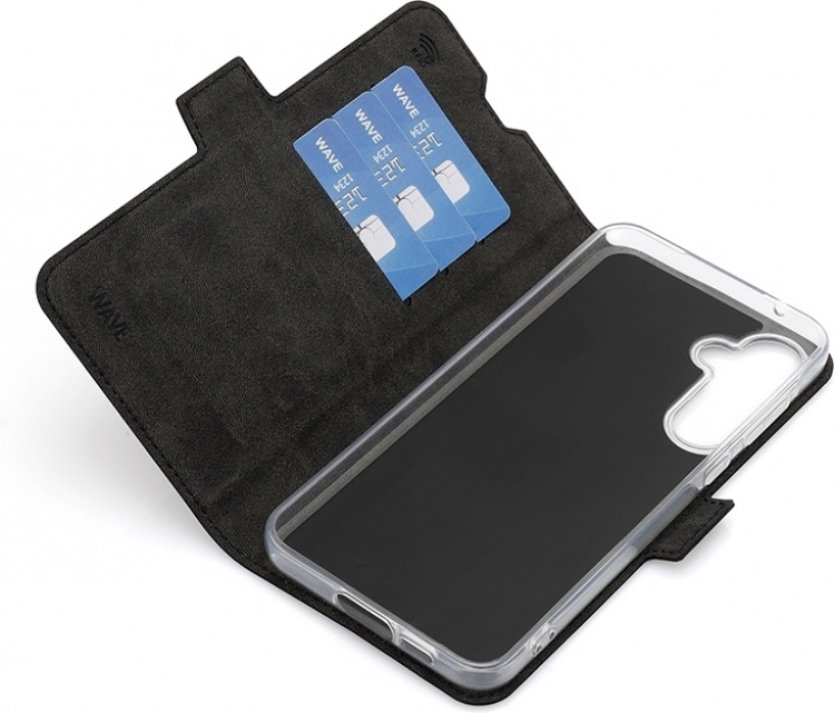 Wave BookCase skyddsfodral, Samsung Galaxy A55 5G, svart Wave BookCase skyddsfodral, Samsung Galaxy A55 5G, svart