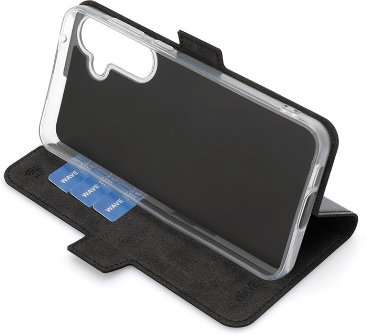 Wave BookCase skyddsfodral, Samsung Galaxy A55 5G, svart Wave BookCase skyddsfodral, Samsung Galaxy A55 5G, svart