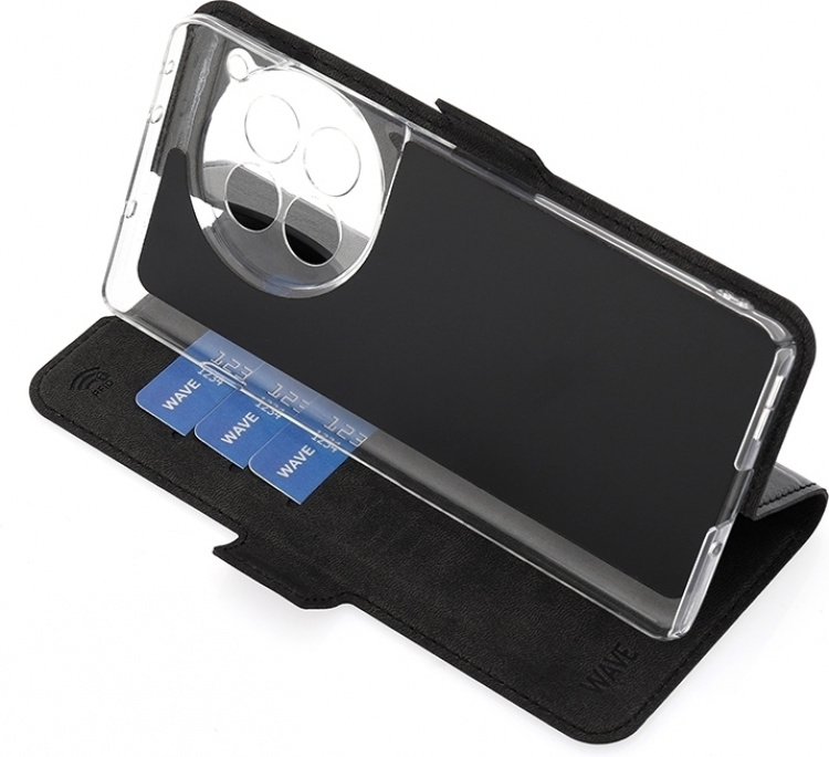 Wave BookCase skyddsfodral, OnePlus 12R, svart Wave BookCase skyddsfodral, OnePlus 12R, svart