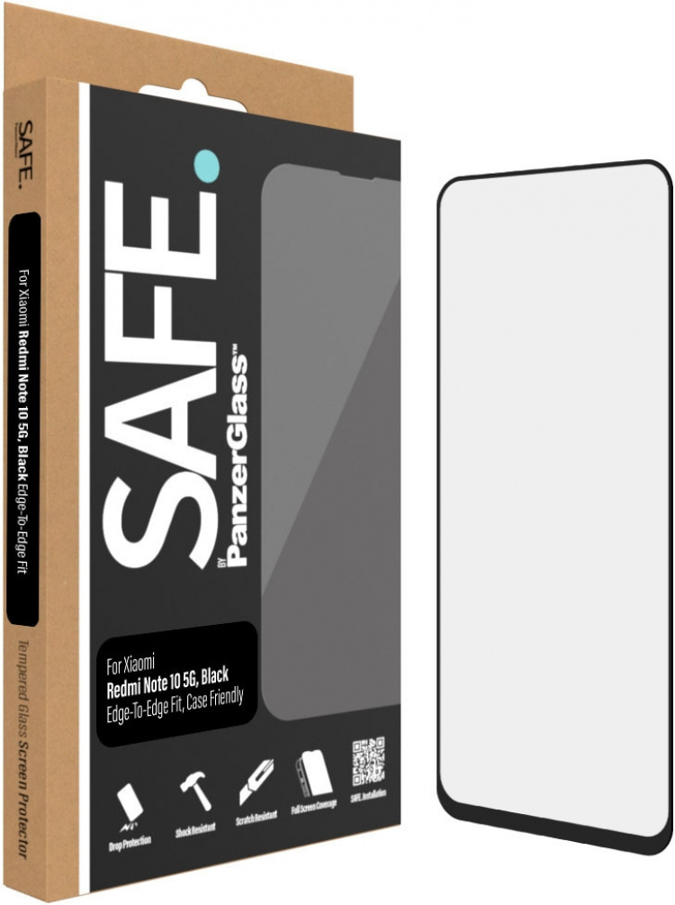 SAFE by PanzerGlass pansarglas, Xiaomi Redmi Note 10 5G, svart ram