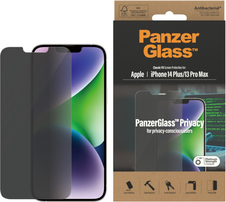 PanzerGlass Privacy Armoured Glass, iPhone 14 Plus / 13 Pro Max
