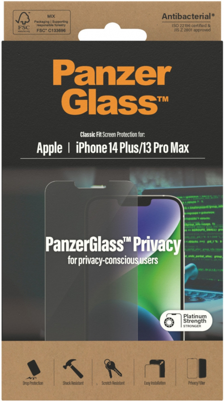 PanzerGlass Privacy Armoured Glass, iPhone 14 Plus / 13 Pro Max