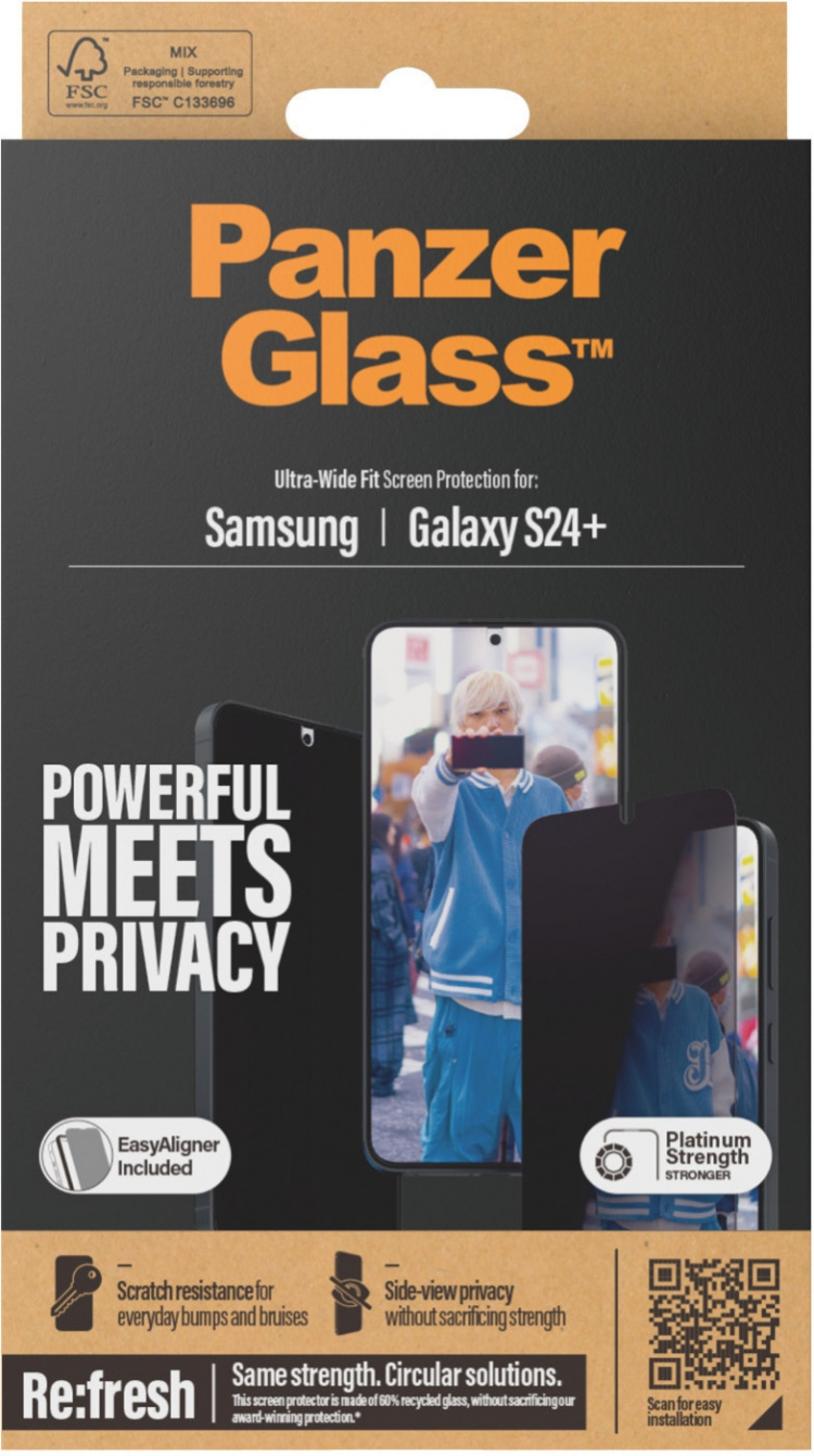 PanzerGlass Privacy Ultra Wide Fit pansarglas, Samsung Galaxy S24+ PanzerGlass Privacy Ultra Wide Fit pansarglas, Samsung Galaxy S24+