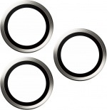 PanzerGlass Hoops kameralinsskydd, iPhone 15 Pro / 15 Pro Max, vit metall