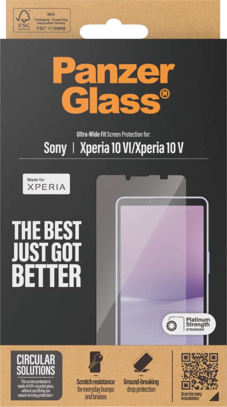 PanzerGlass Ultra Wide Fit pansarglas, Sony Xperia 10 VI PanzerGlass Ultra Wide Fit pansarglas, Sony Xperia 10 VI